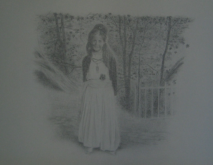 drawing of young girl dressed as a genie