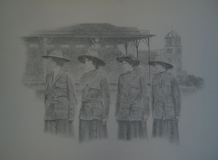 drawing of girls in uniform