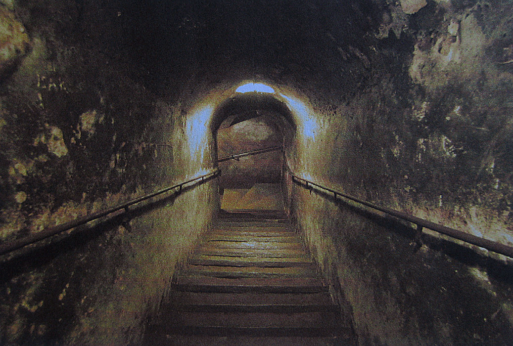 a staircase to the gallery basement