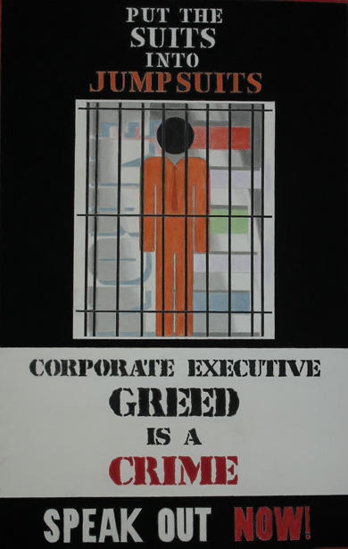 A poster addressing corporate corruption at Enron