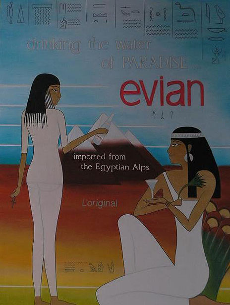 An advertisement for Evian Mineral Water