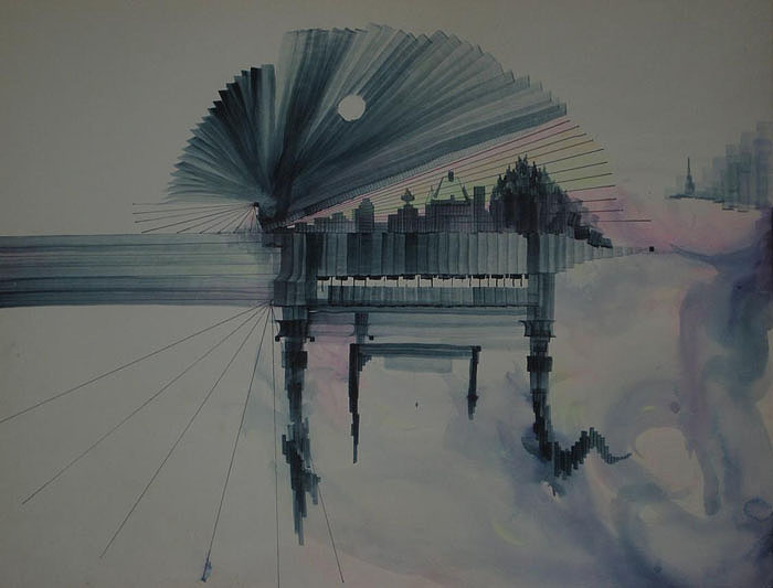 A piano in watercolor (by Sharon Morrison)