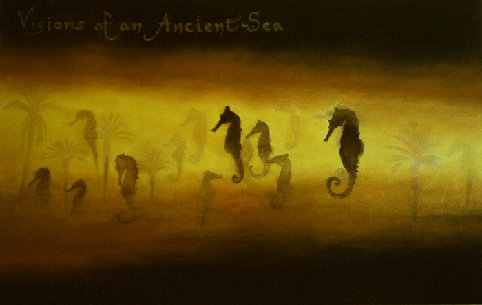 Seahorses in a desert setting