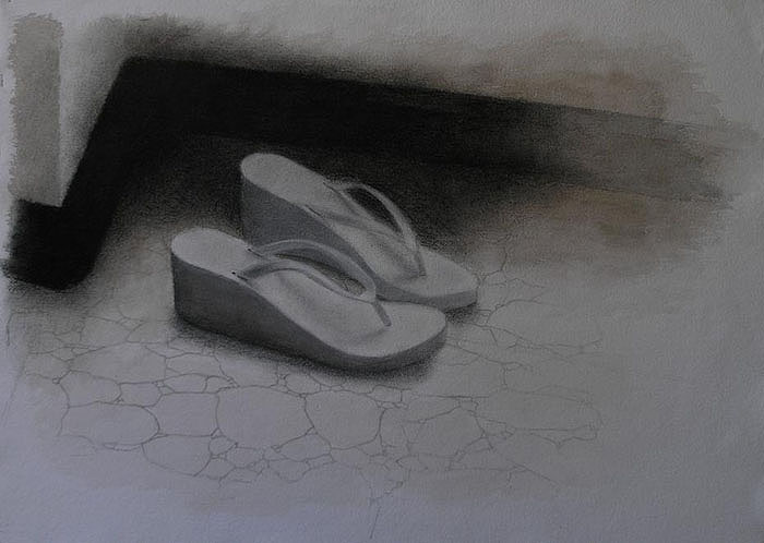 Watercolor still life of shoes